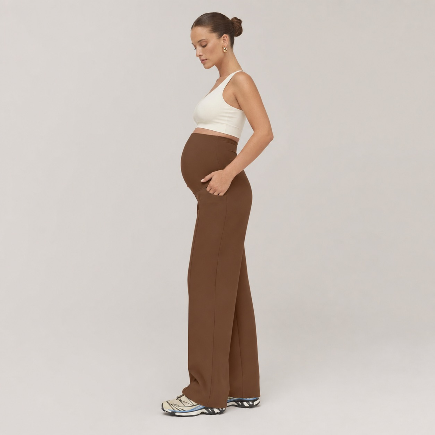 Pantalon prémaman droit à jambes larges