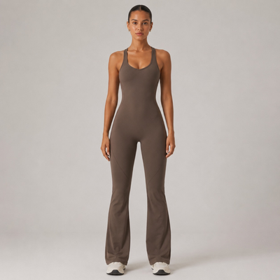 Combinaison de yoga sculptante marron