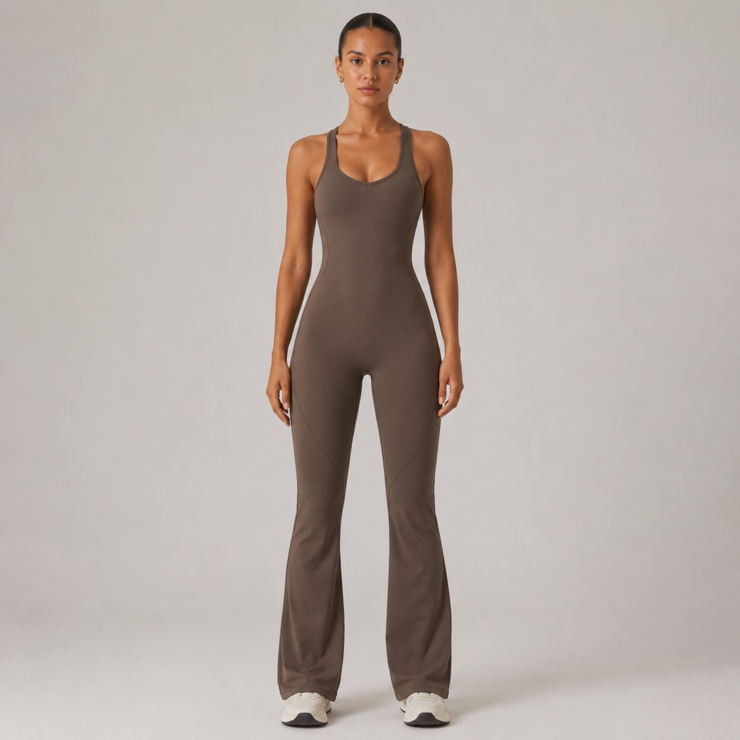 Combinaison de yoga sculptante marron