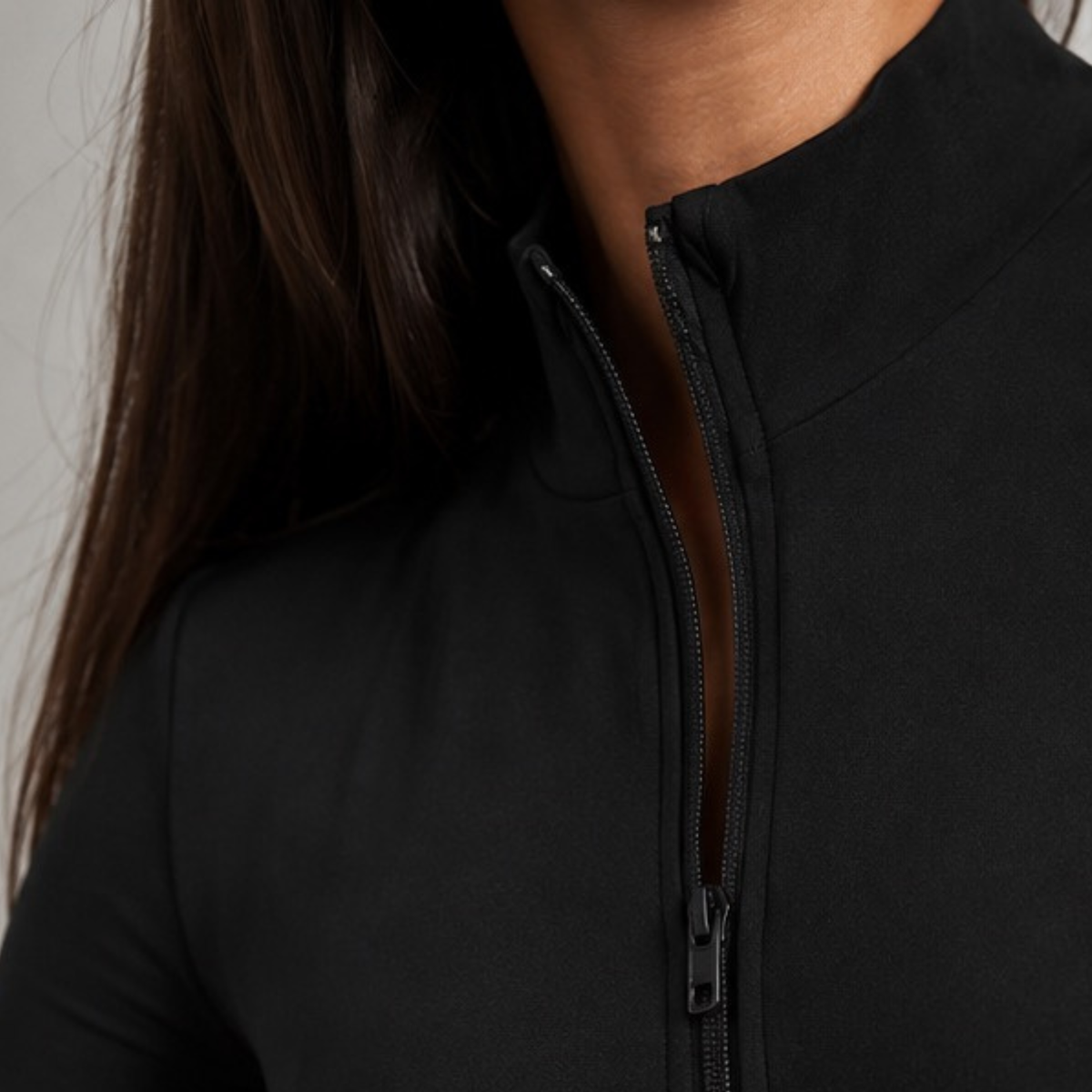 Combinaison de yoga manches longues zippée noir