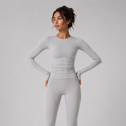 Haut de yoga manches longues seconde peau gris