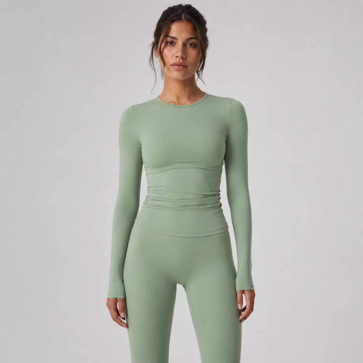 Haut de yoga manches longues seconde peau vert