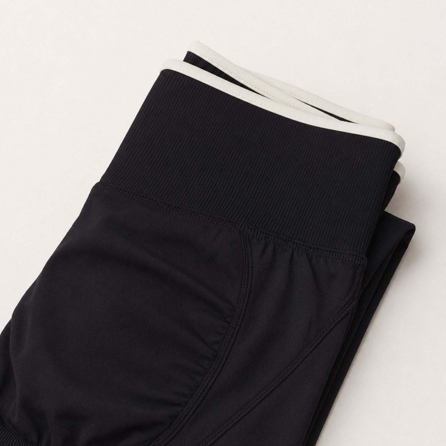 Legging côtelé sculptant à bande blanche noir