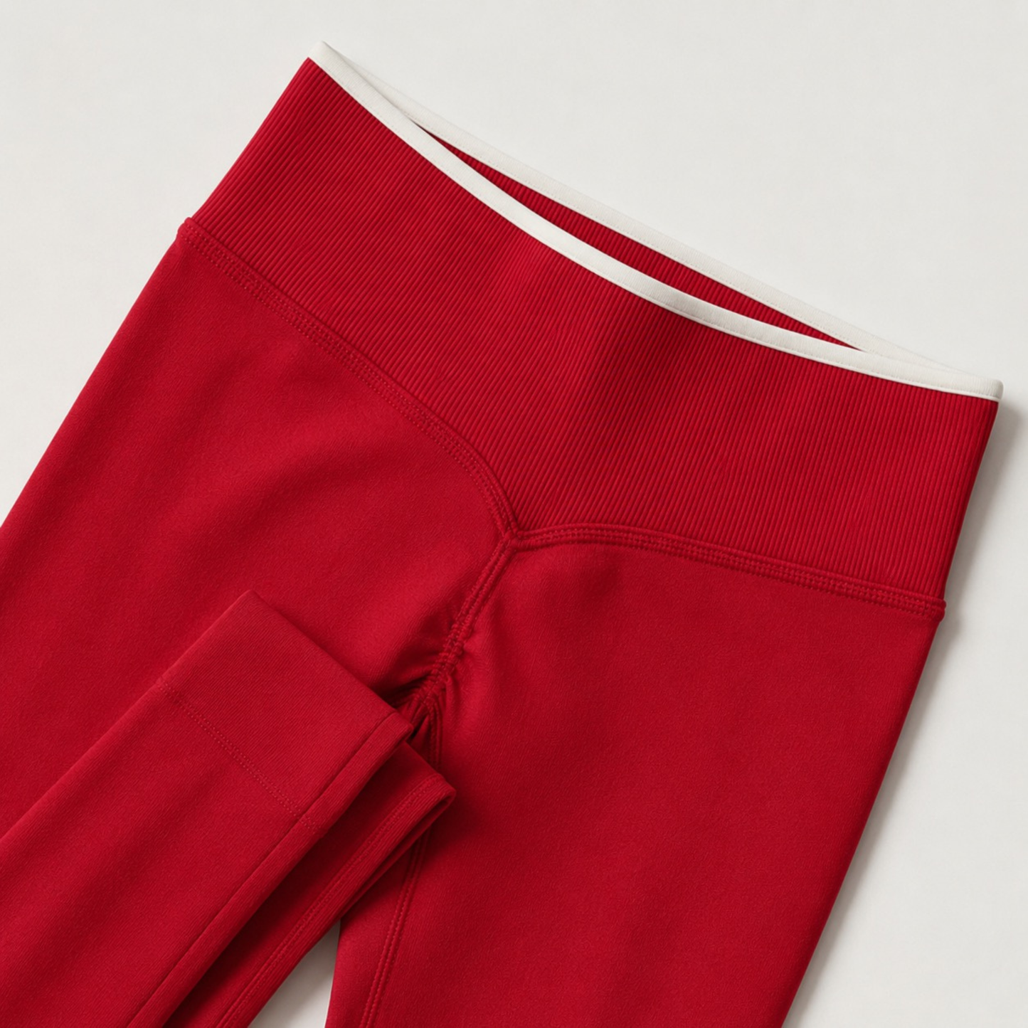 Legging côtelé sculptant à bande blanche rouge