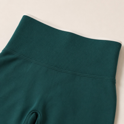 Legging côtelé sculptant à bande blanche vert