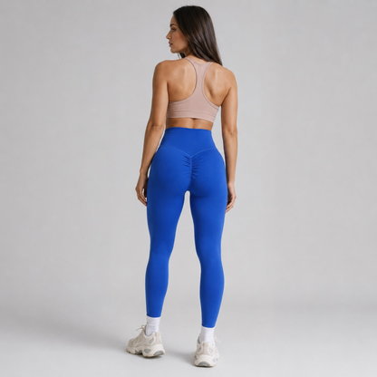 Legging seamless taille haute push up bleu