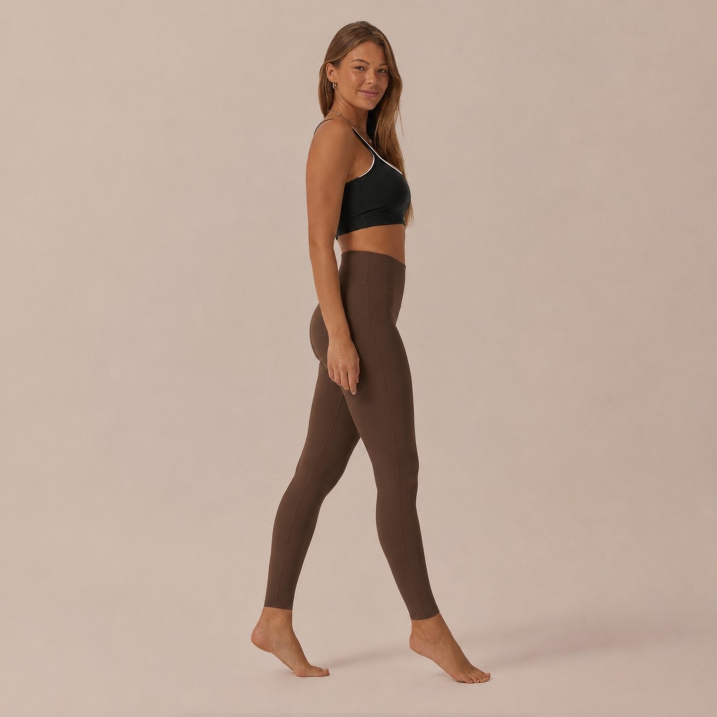 Legging seamless taille haute push up marron