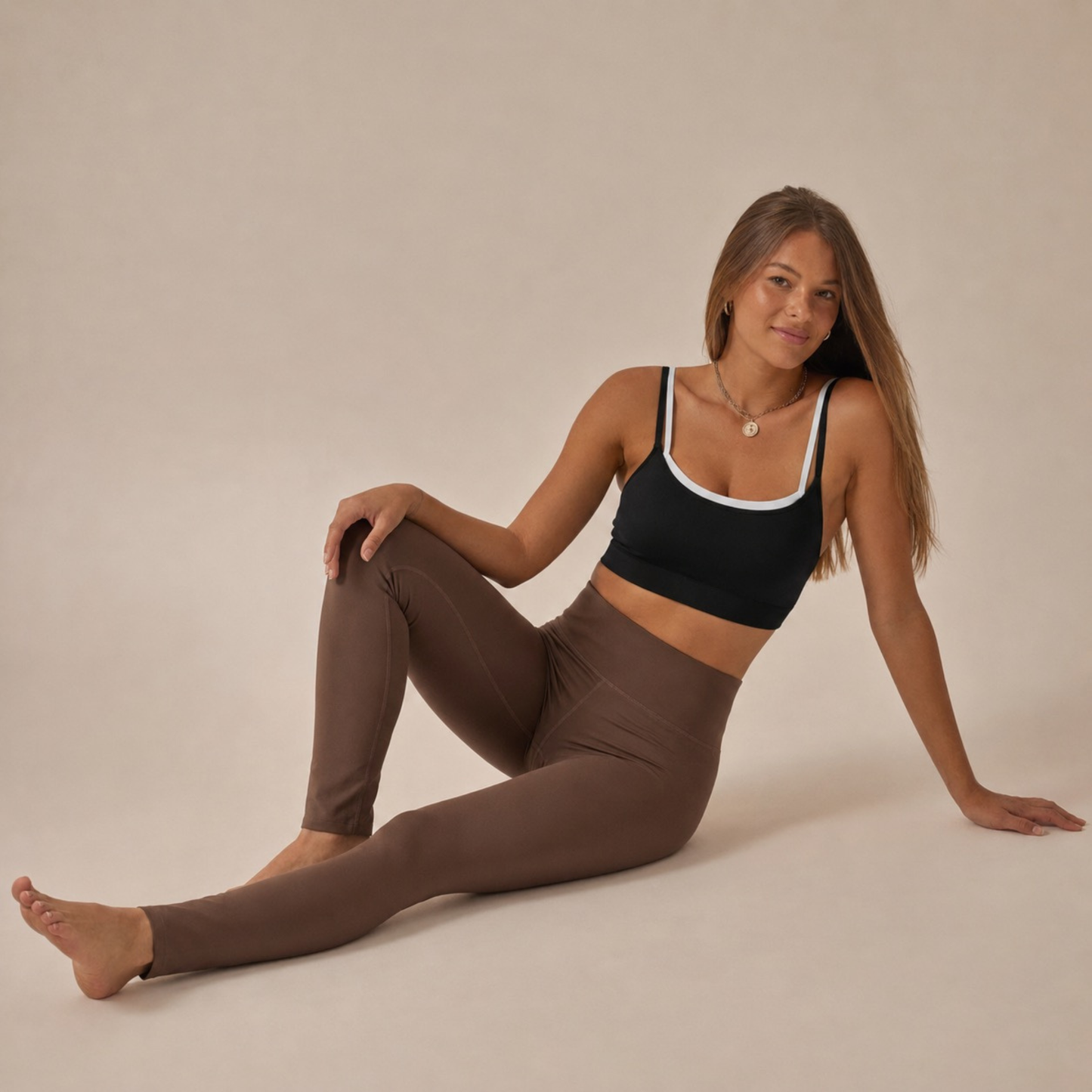 Legging seamless taille haute push up marron