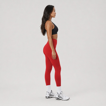 Legging seamless taille haute push up rouge