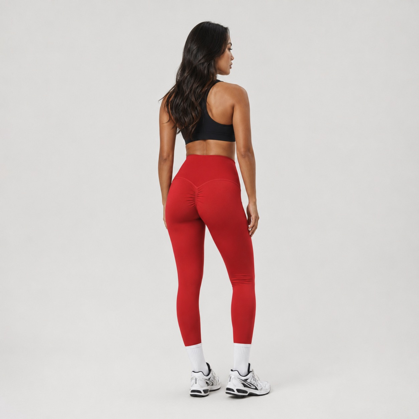 Legging seamless taille haute push up rouge