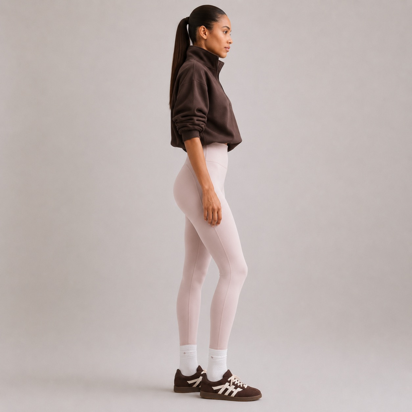 Legging de yoga taille haute push up rose pâle