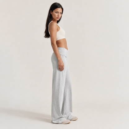 Pantalon fluide à jambes larges gris