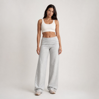Pantalon fluide à jambes larges gris