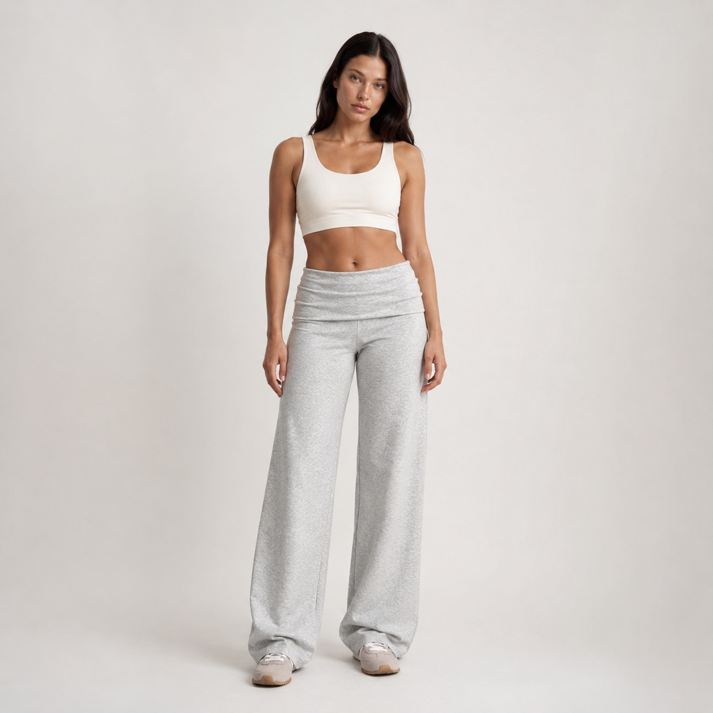 Pantalon fluide à jambes larges gris