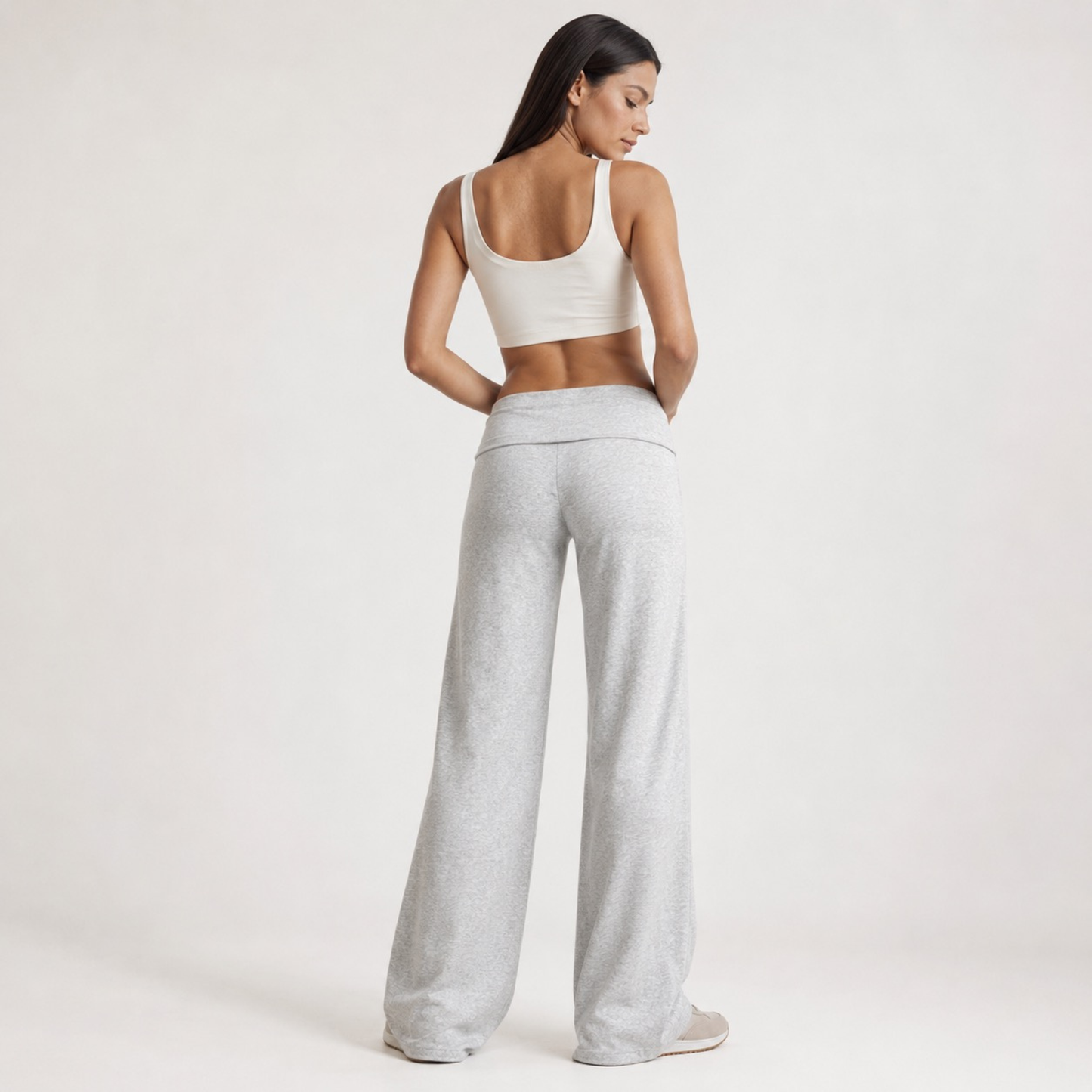 Pantalon fluide à jambes larges gris