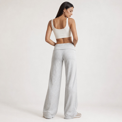Pantalon fluide à jambes larges gris