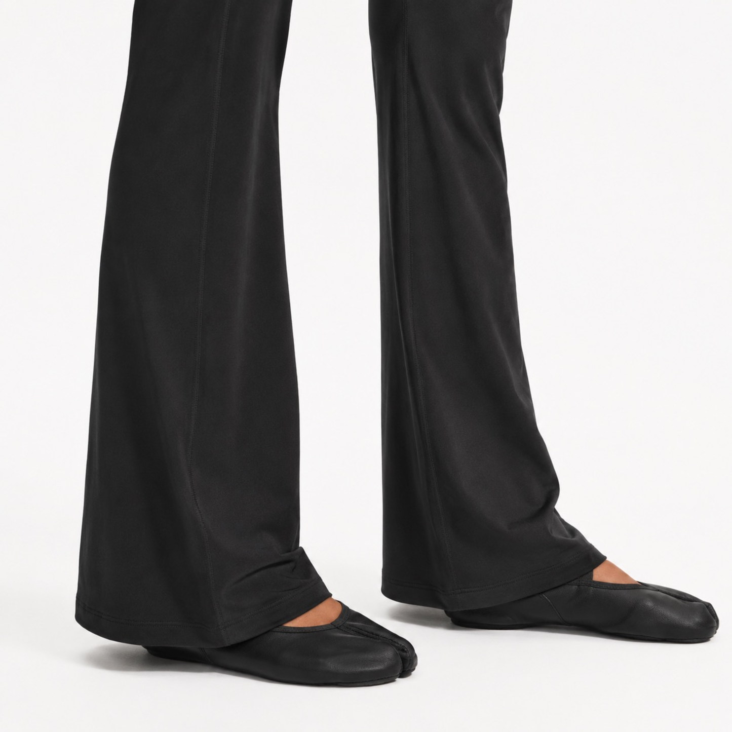 Pantalon de yoga droit effet peau de pêche noir