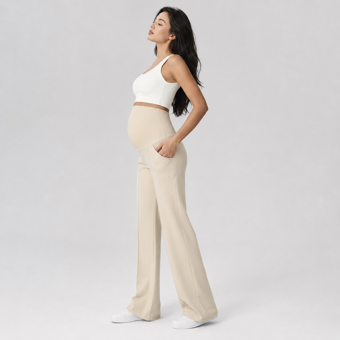 Pantalon prémaman droit à jambes larges