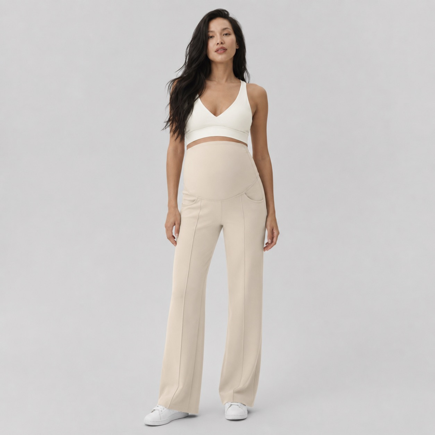 Pantalon prémaman droit à jambes larges