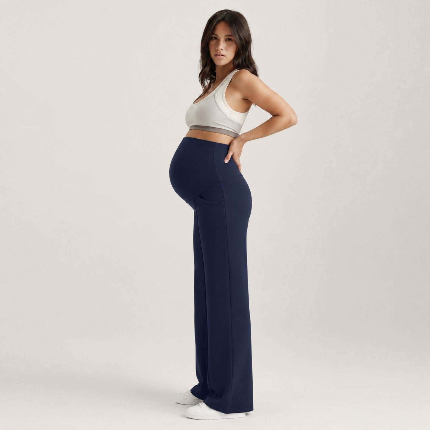 Pantalon prémaman droit à jambes larges