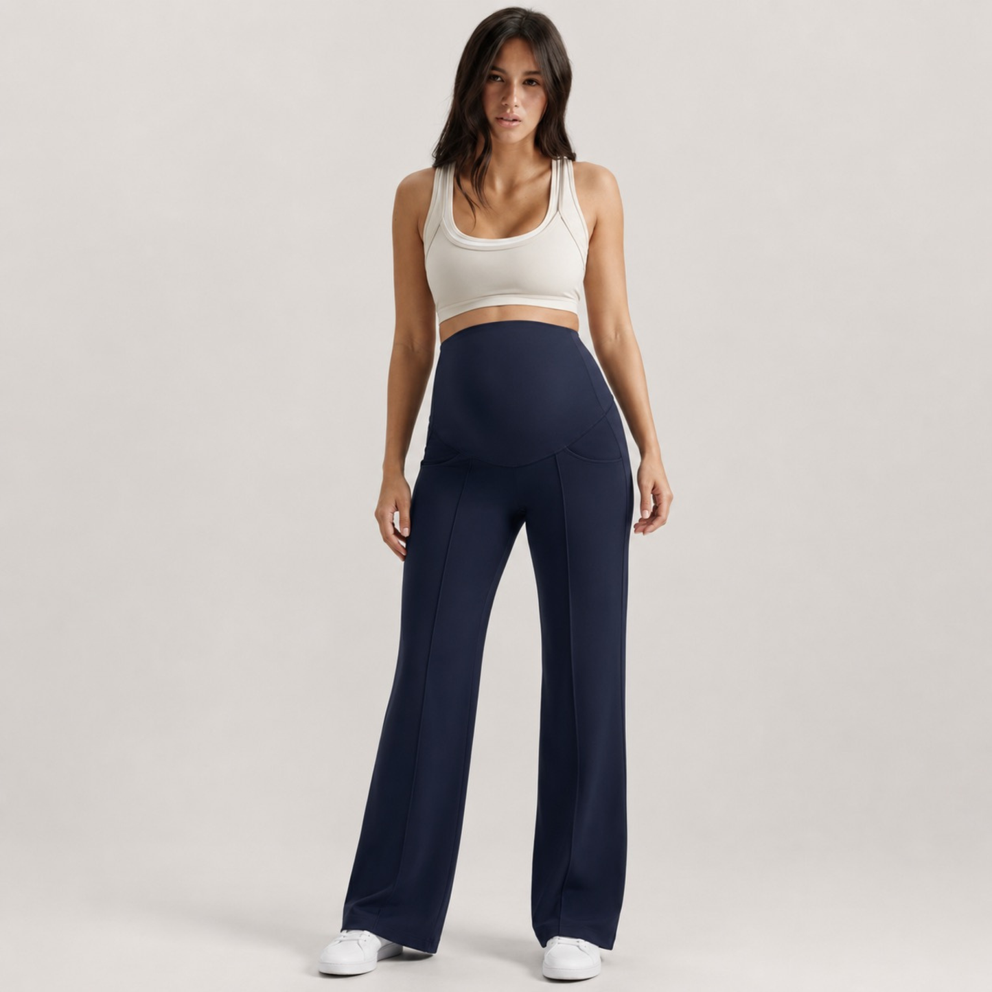 Pantalon prémaman droit à jambes larges