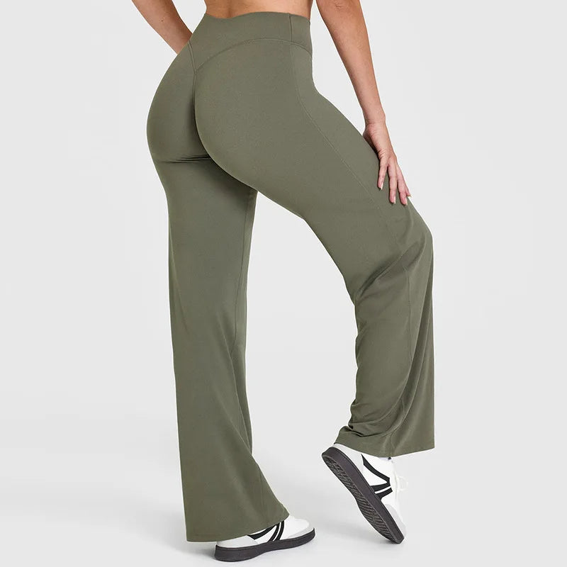 NCLAGEN Pantalon à jambes droites Tissu au beurre ultra doux Pantalon de yoga taille moyenne pour femme GYM Sensation nue Pilates Pantalon de sport de course