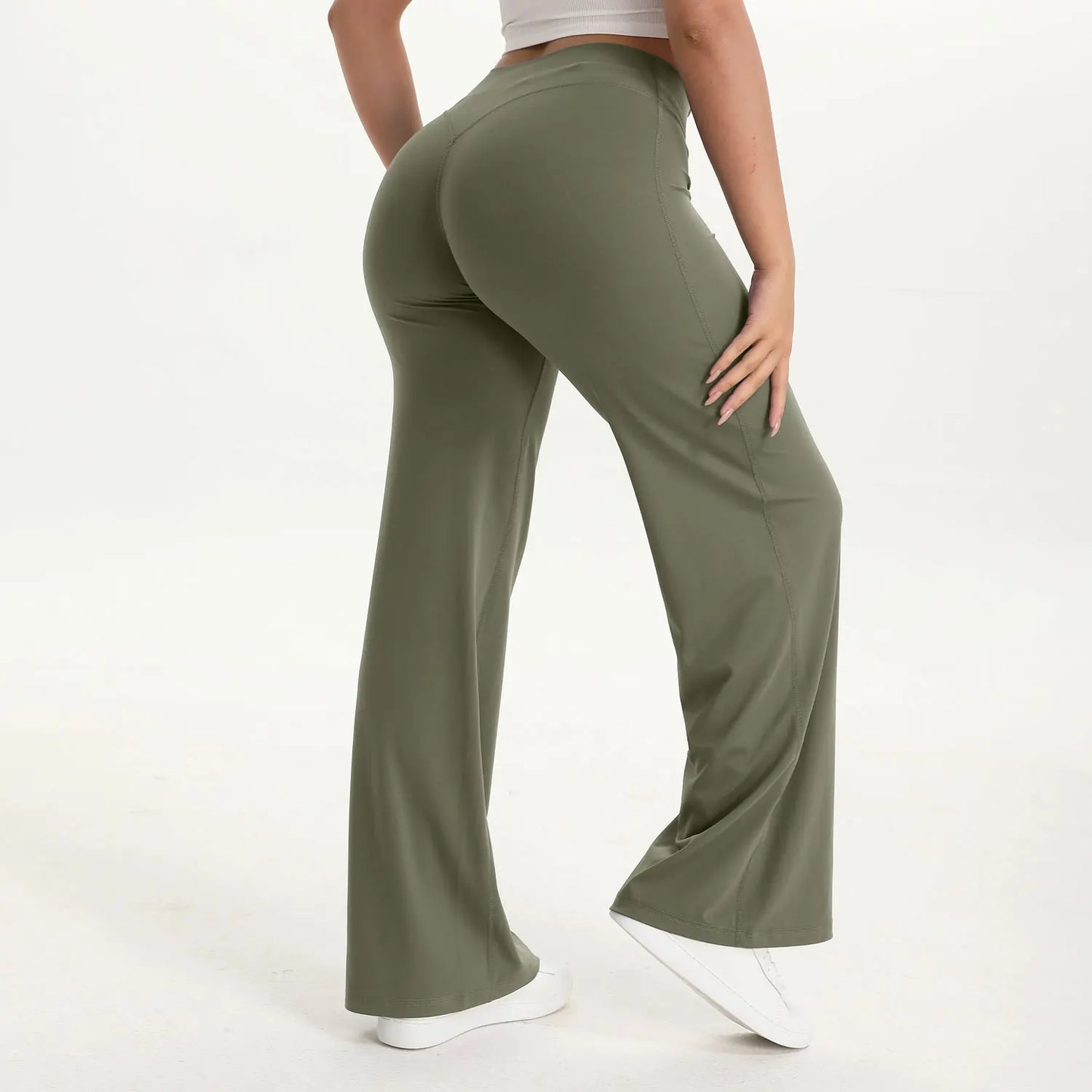 NCLAGEN Pantalon à jambes droites Tissu au beurre ultra doux Pantalon de yoga taille moyenne pour femme GYM Sensation nue Pilates Pantalon de sport de course