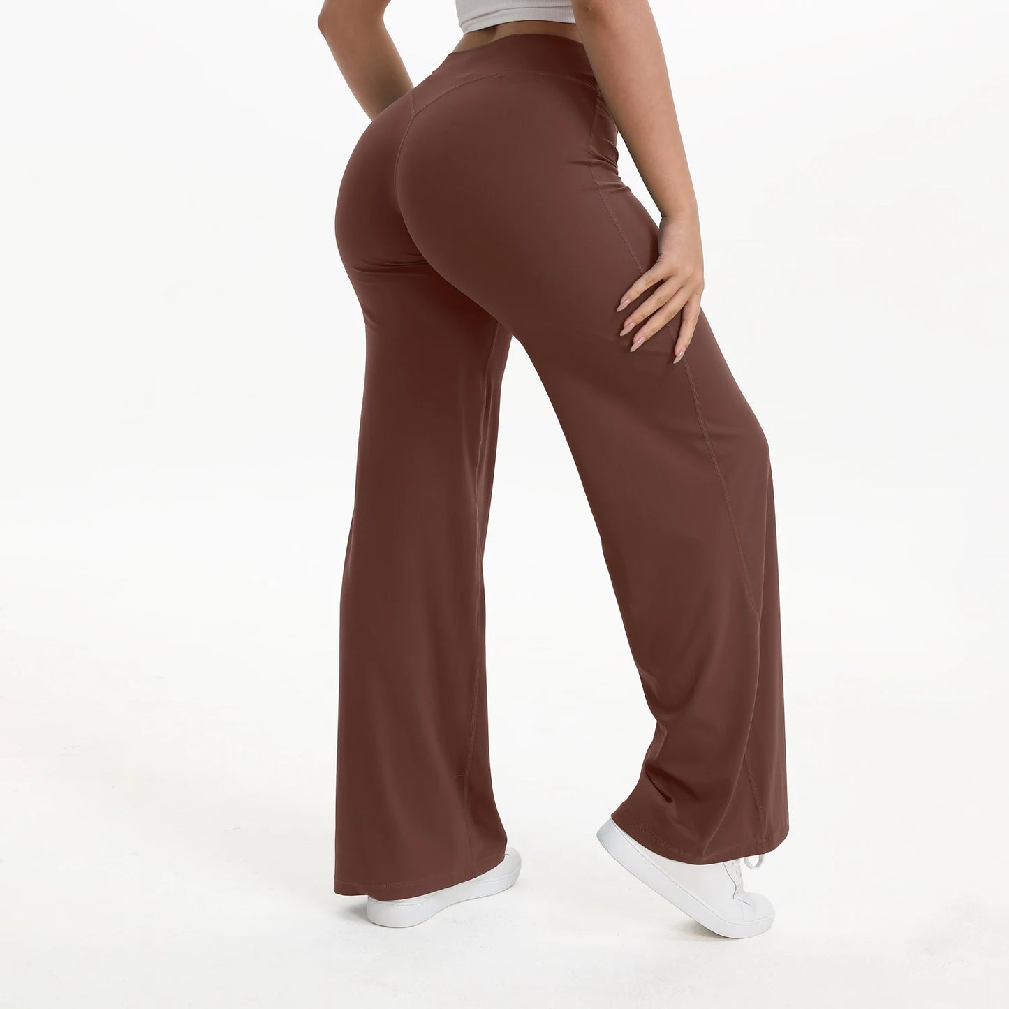 NCLAGEN Pantalon à jambes droites Tissu au beurre ultra doux Pantalon de yoga taille moyenne pour femme GYM Sensation nue Pilates Pantalon de sport de course