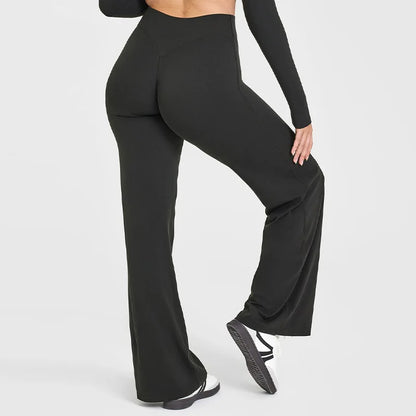 NCLAGEN Pantalon à jambes droites Tissu au beurre ultra doux Pantalon de yoga taille moyenne pour femme GYM Sensation nue Pilates Pantalon de sport de course