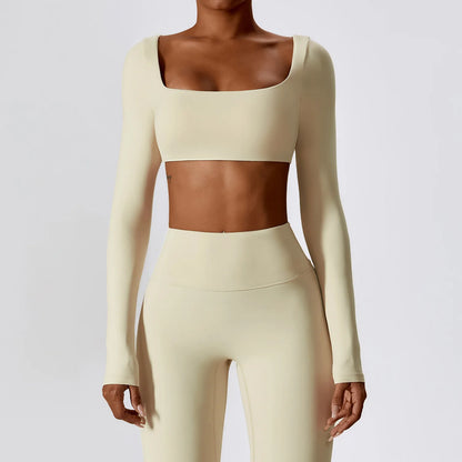 Crop top yoga femme manches longues