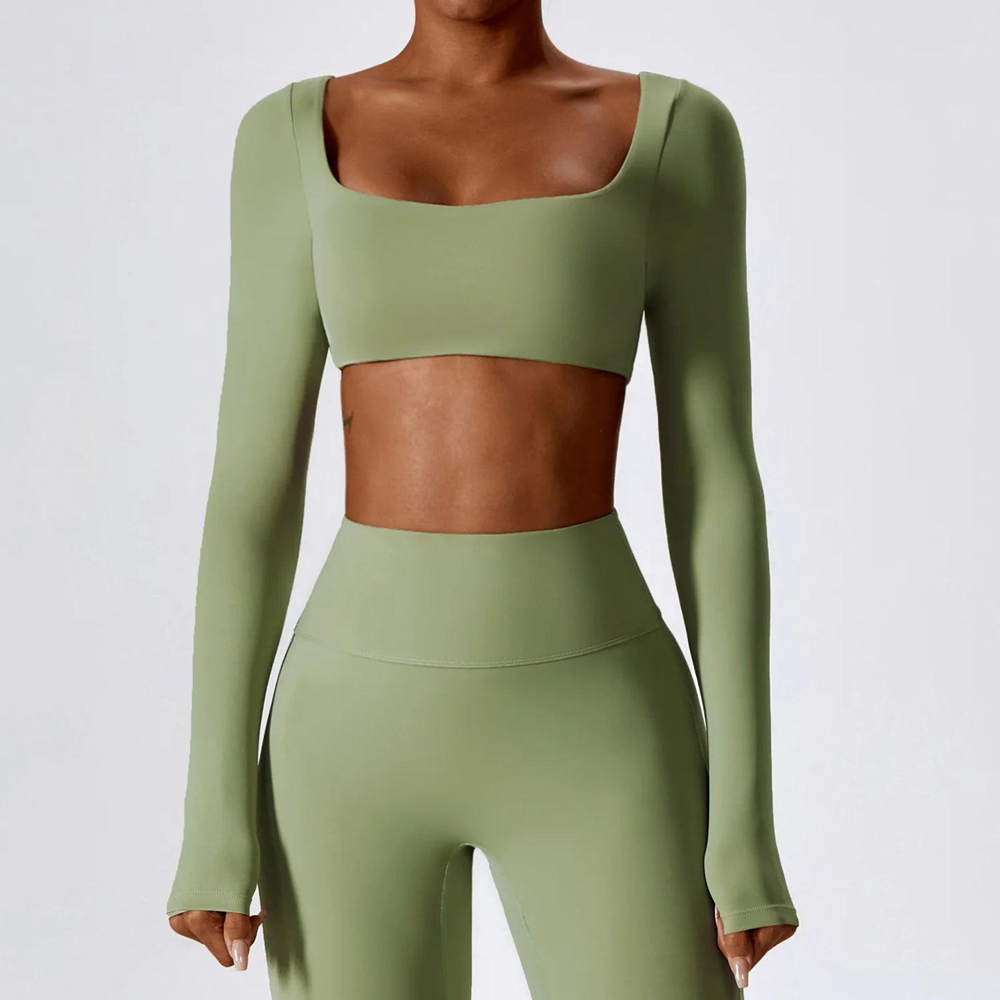 Crop top yoga femme manches longues