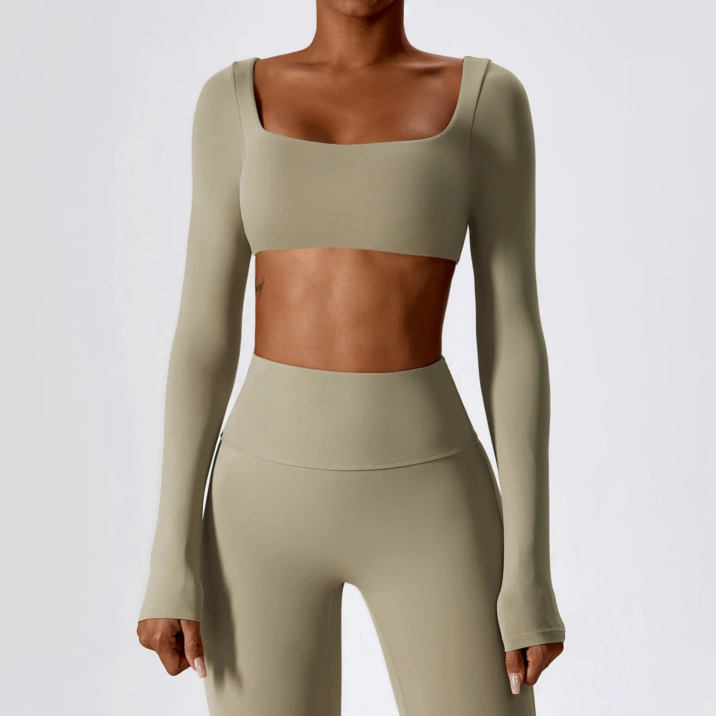 Crop top yoga femme manches longues