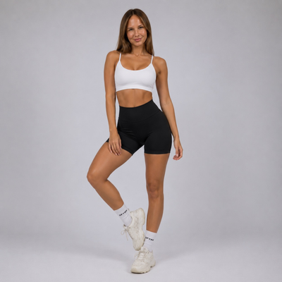 Short de yoga sans couture taille haute noir