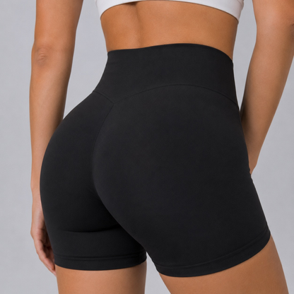 Short de yoga sans couture taille haute noir