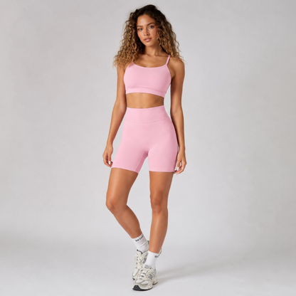 Short de yoga sans couture taille haute rose