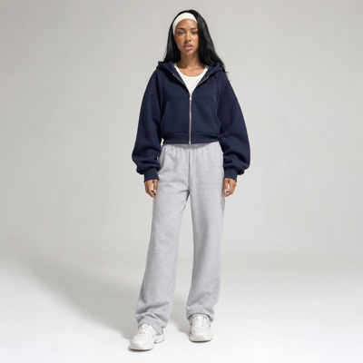 Sweat à capuche épais avec poche bleu foncé