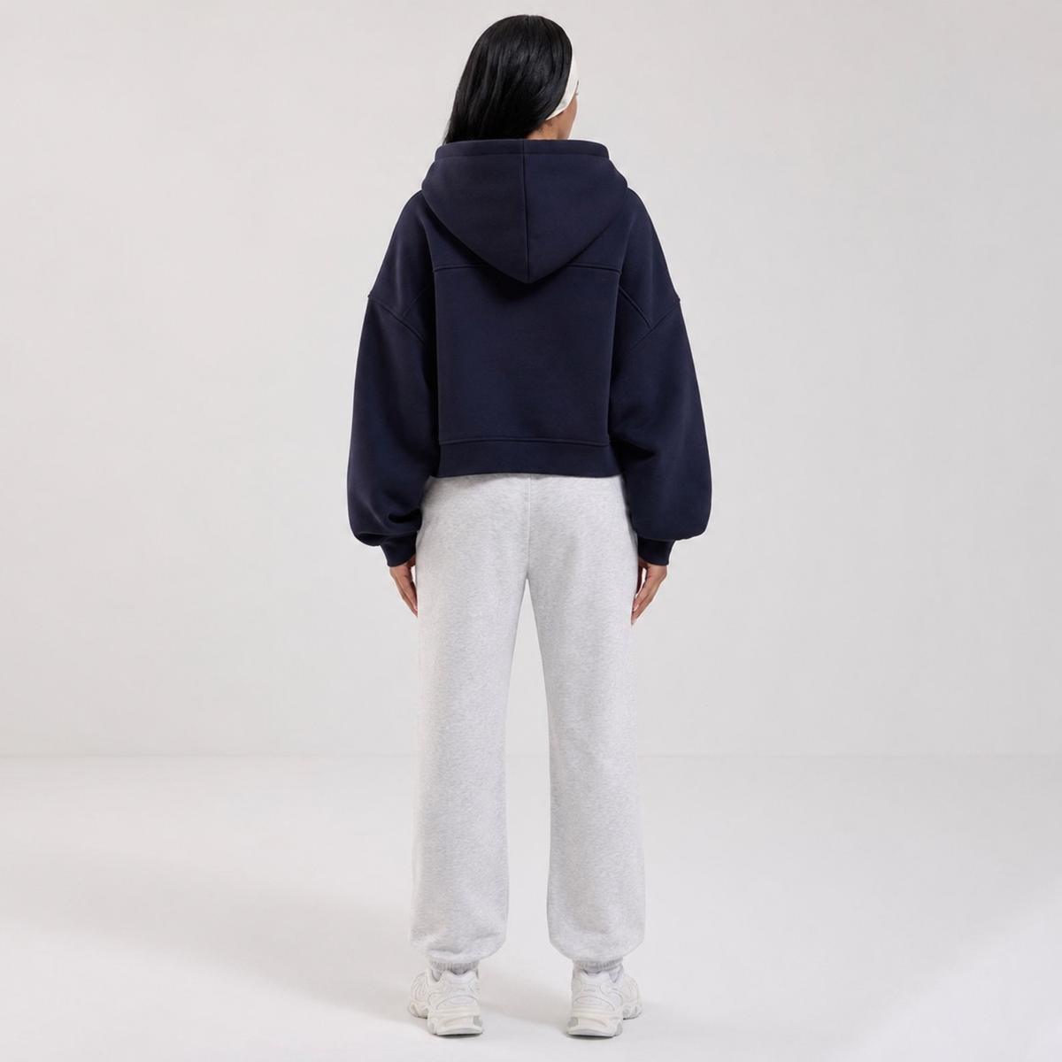 Sweat à capuche épais avec poche bleu foncé