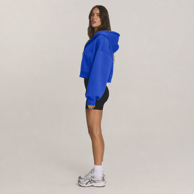 Sweat à capuche épais avec poche bleu électrique