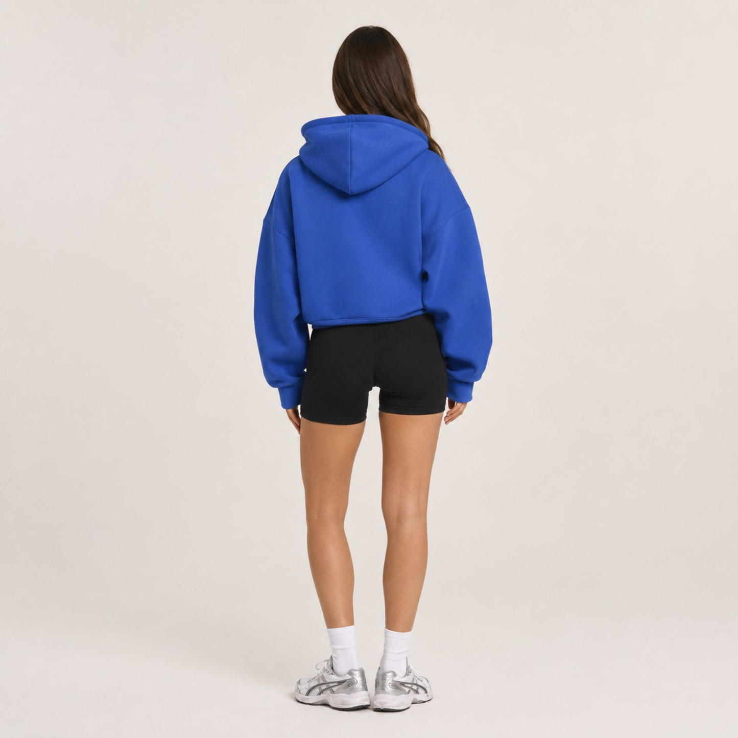 Sweat à capuche épais avec poche bleu électrique
