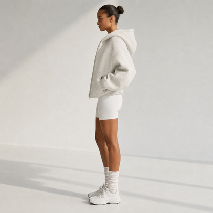 Sweat à capuche épais avec poche gris clair