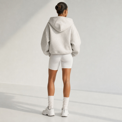 Sweat à capuche épais avec poche gris clair