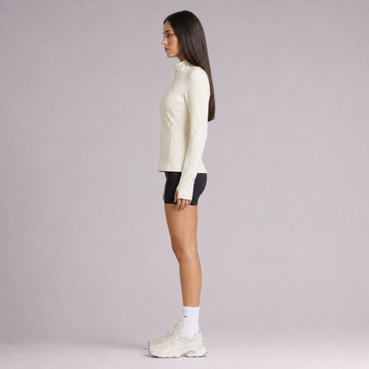 Veste de yoga cintrée zippée crème