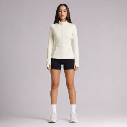 Veste de yoga cintrée zippée crème