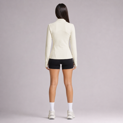 Veste de yoga cintrée zippée crème