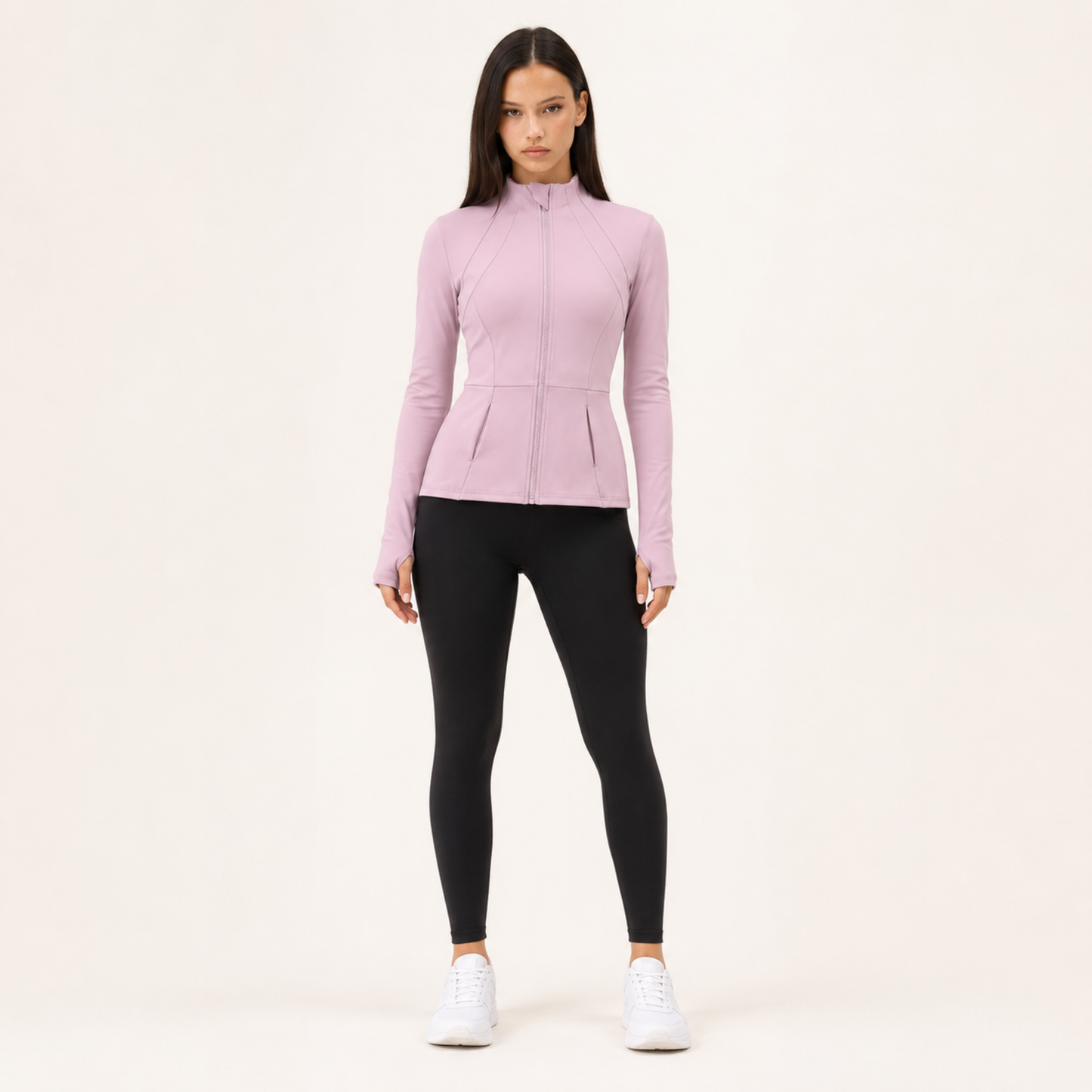 Veste de yoga cintrée zippée rose