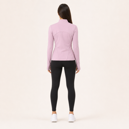 Veste de yoga cintrée zippée rose