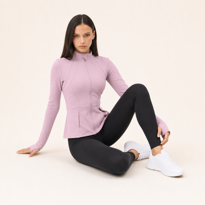 Veste de yoga cintrée zippée rose