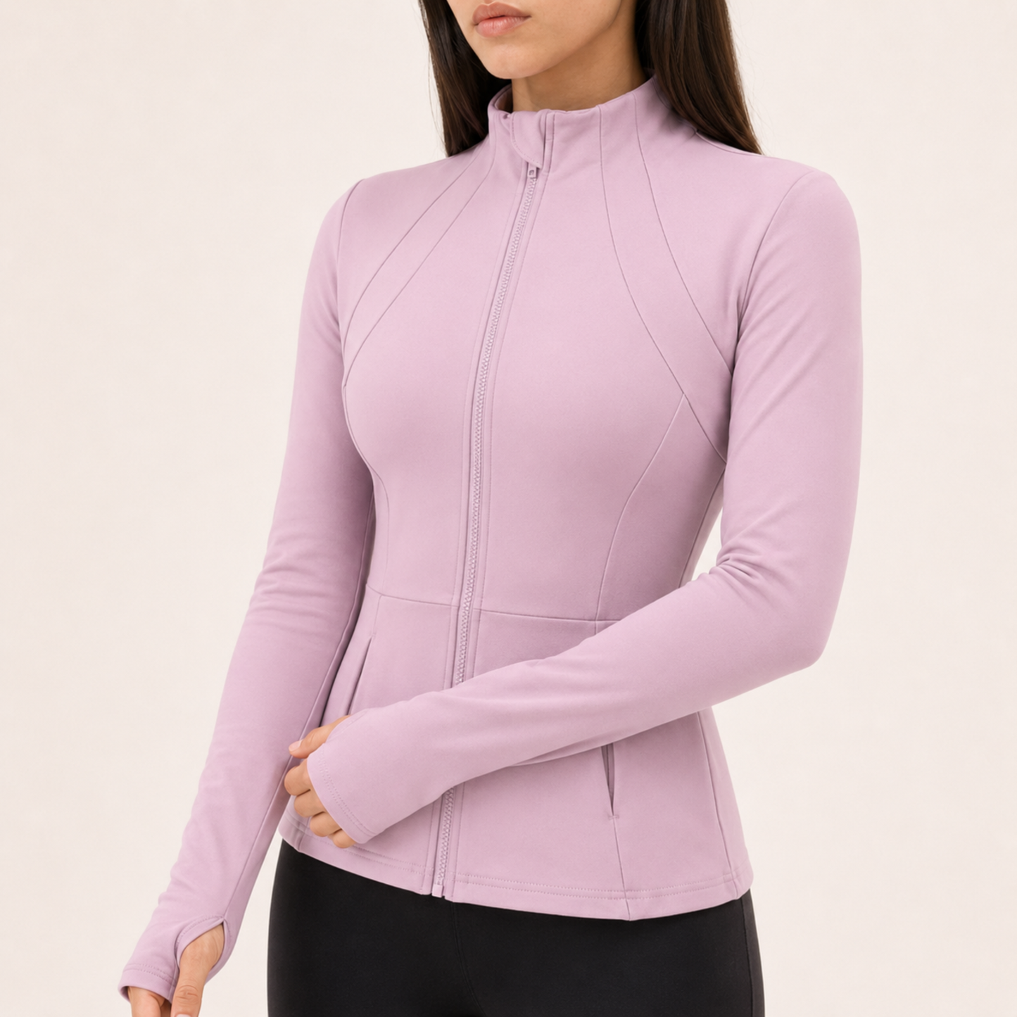 Veste de yoga cintrée zippée rose