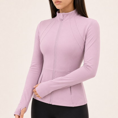 Veste de yoga cintrée zippée rose