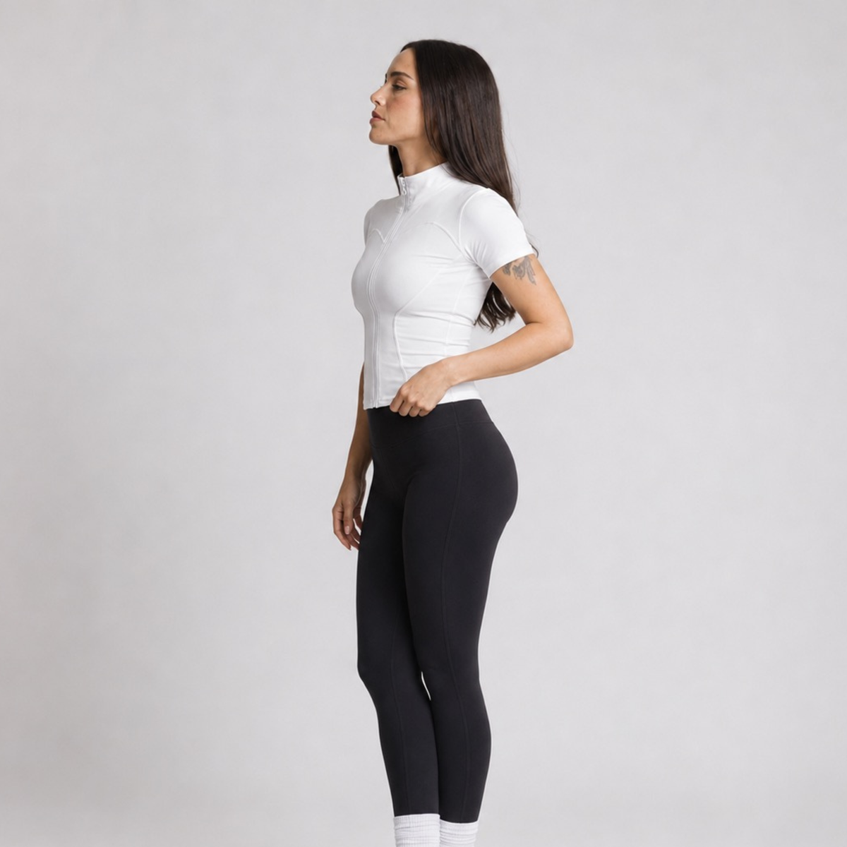 Veste de sport cintrée manches courtes blanc